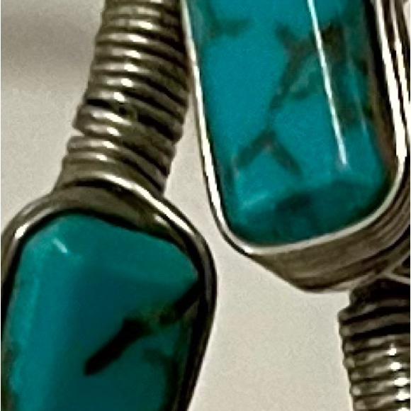 Vintage Triple Turquoise Hoop Earrings - Picture 10 of 16